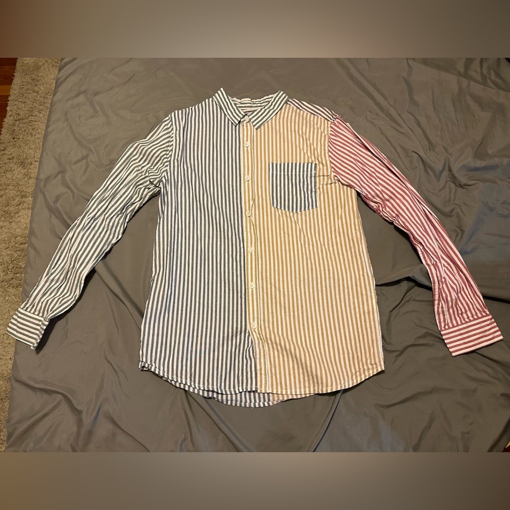 Mens PacSun Casual Button-Down Shirt - Mixed Patchwork Print - Size Medium